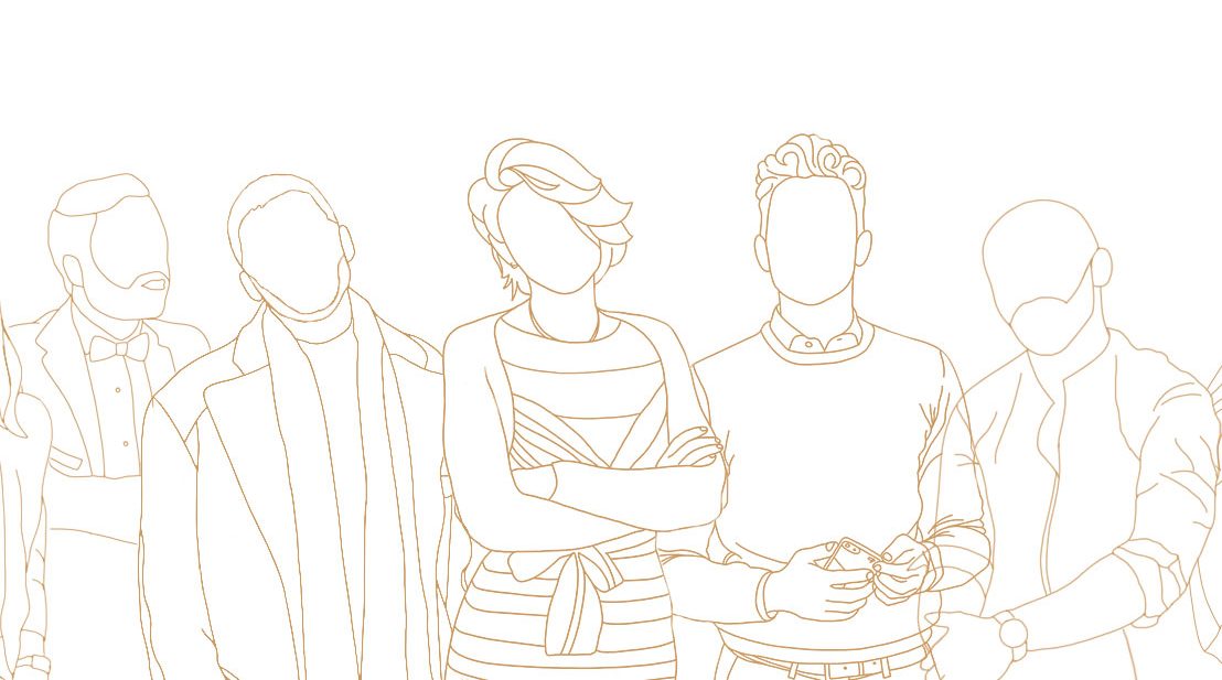 Line drawing of the Esperiri design team