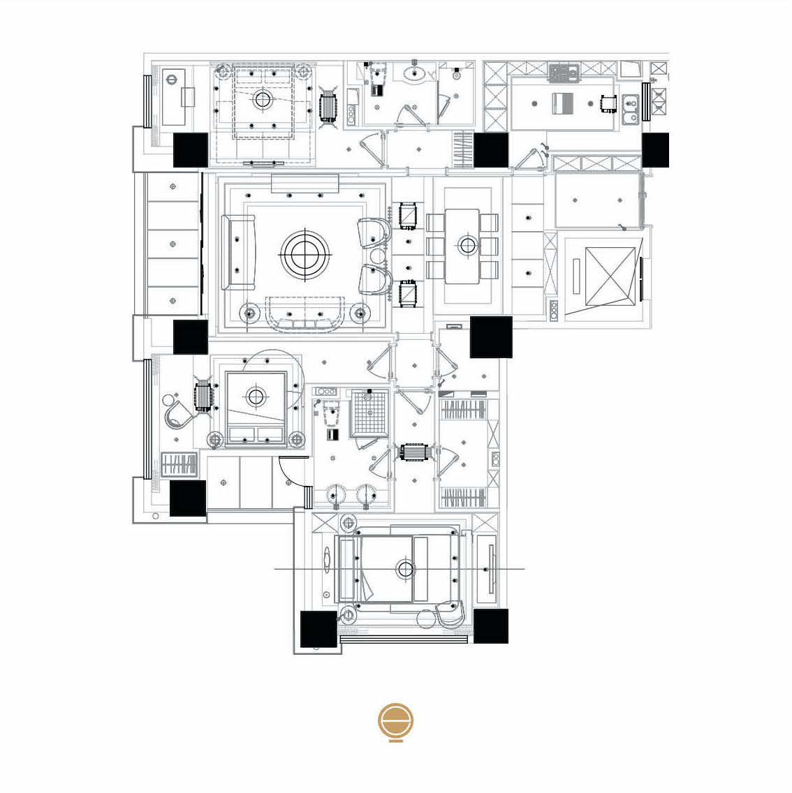 Furnished floor plan of an apartment