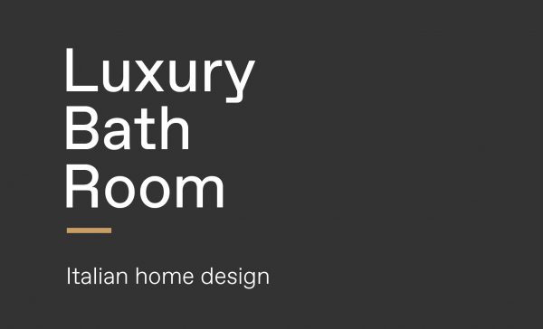Luxury Bath Room, Italian home design title slide on a dark background