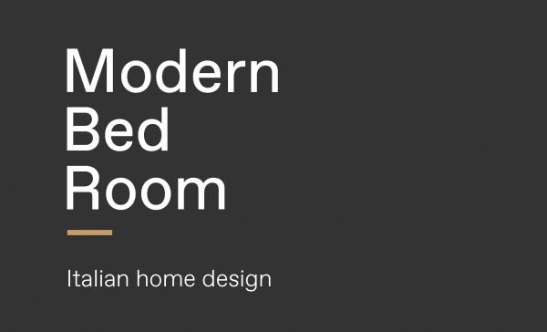 Text graphic reading Modern Bed Room, Italian home design