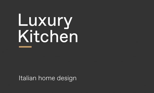 Luxury Kitchen, Italian home design title slide on a dark background